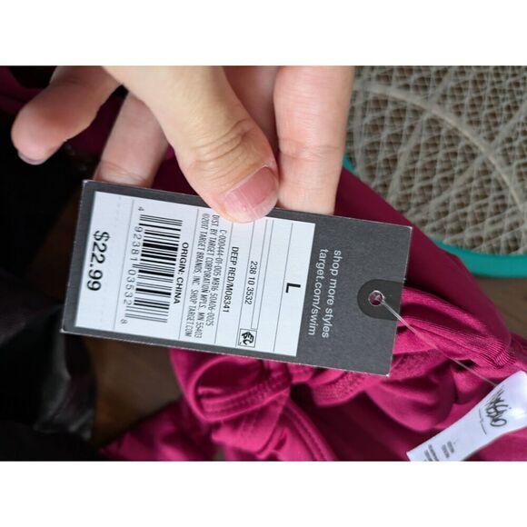 Mossimo Burgundy Crisscross Halter Swim Top NWT - Picture 3 of 3